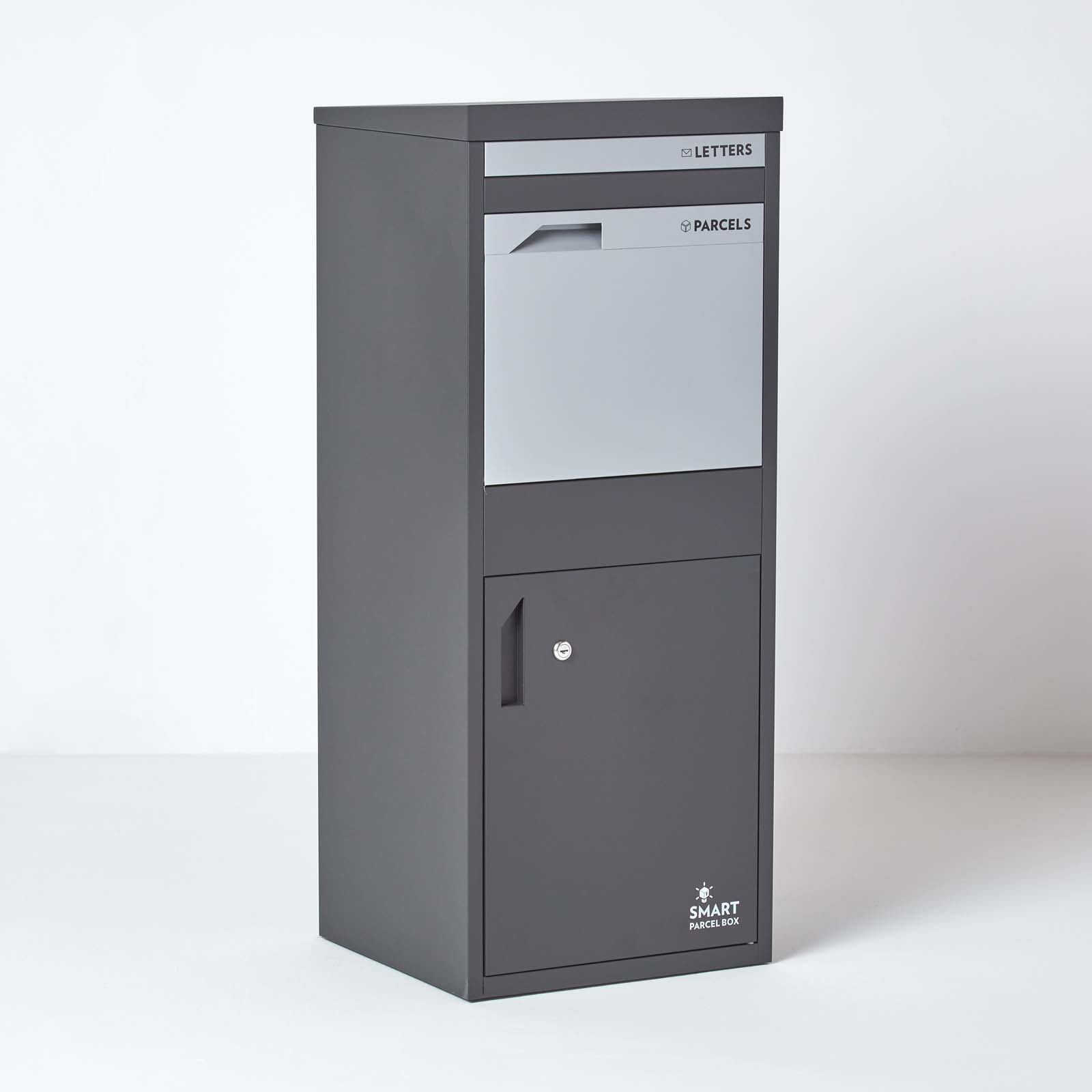 Grauer Paketbriefkasten Smart Parcel Box mit grauer Tür