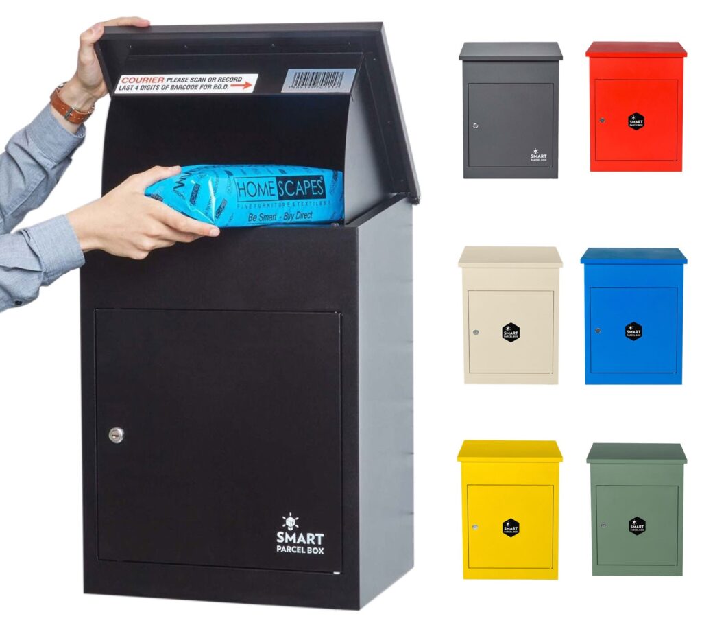 Bunte Briefkästen für Pakete von Smart Parcel Box je 159,99 €