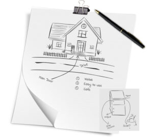 Skizze mit der Kreation von Smart Parcel Box Paketbox