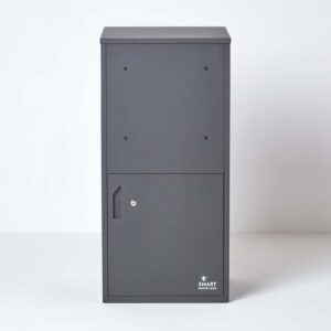 Grauer Paketbriefkasten mit beidseitiger Paketentnahme zum Einmauern