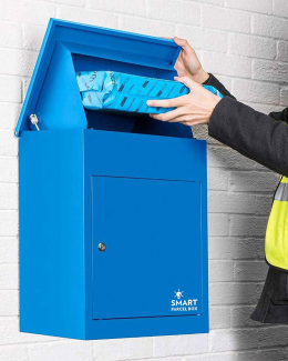 SMART PARCEL BOX™ Paketbriefkasten blau, Wandbriefkasten mit Paketfach