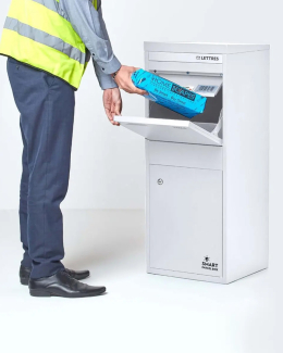 SMART PARCEL BOX™ Großer Paketbriefkasten, Entnahme hinten und vorne, weiß