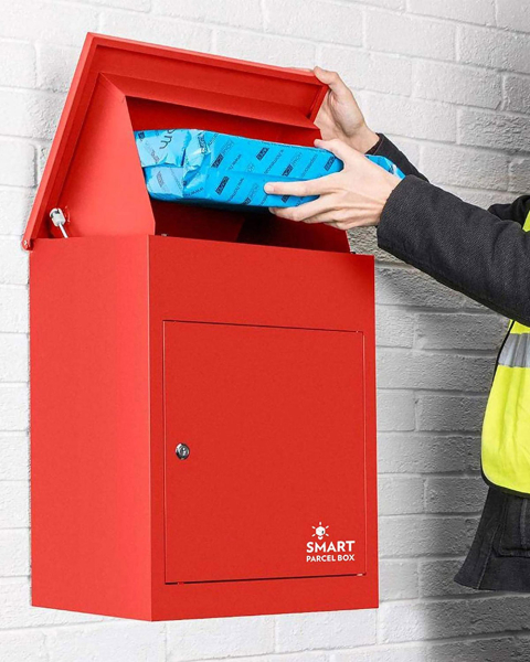SMART PARCEL BOX™ Paketbriefkasten rot, Wandbriefkasten mit Paketfach