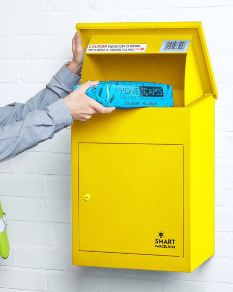 SMART PARCEL BOX™ Paketbriefkasten gelb, Wandbriefkasten mit Paketfach