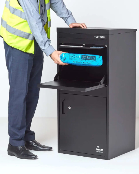 SMART PARCEL BOX™ XL schwarz, großer Standbriefkasten mit Paketbox