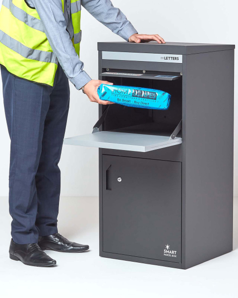 SMART PARCEL BOX™ XL grau, großer Standbriefkasten mit Paketfach